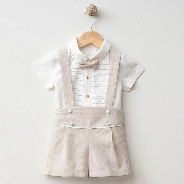Elegant Natural Linen Romper Set