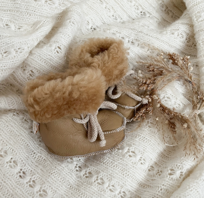 Sheepskin Baby Booties Honey