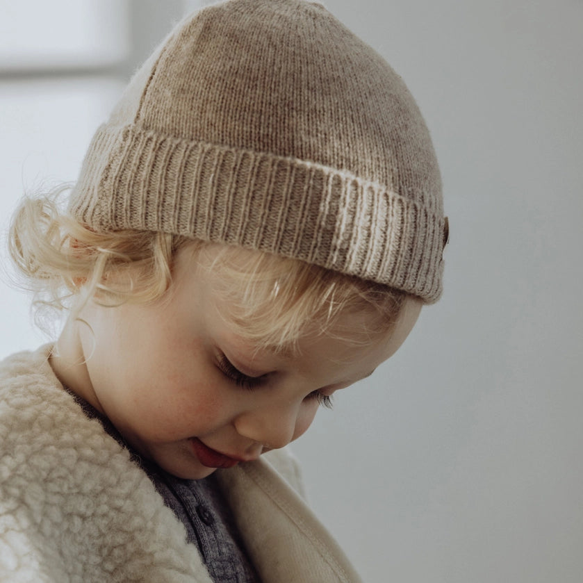 Wool Knitted Fisherman's Beanie - Oat