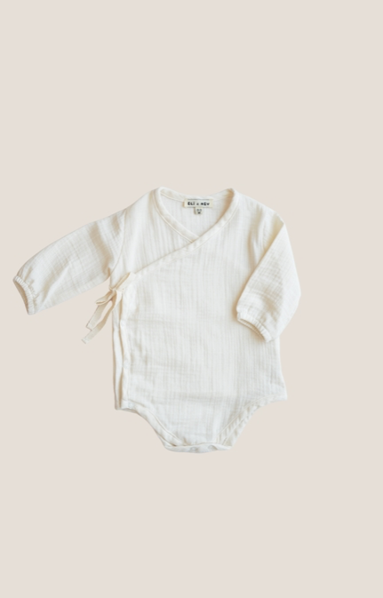Baby Bodysuit 100% Cotton Muslin - Cream