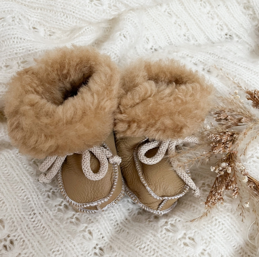 Sheepskin Baby Booties Honey