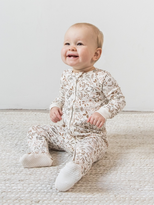 Organic Baby Peyton Footed Sleeper - Holly Floral