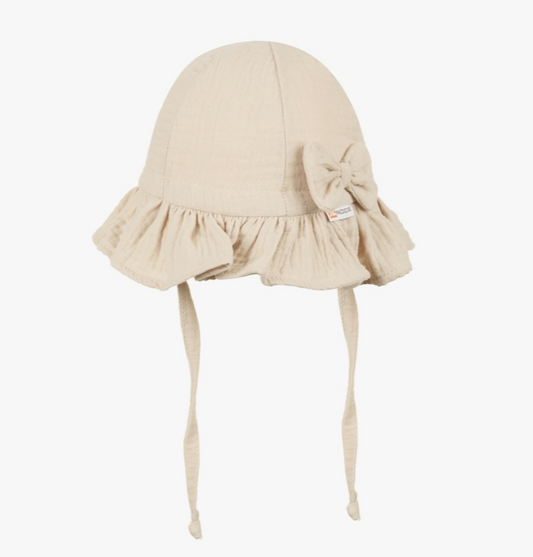 Altea - Cotton Muslin Beige Hat with Bow