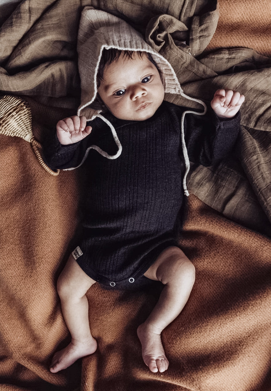 Wool Knitted Bonnet - Milk